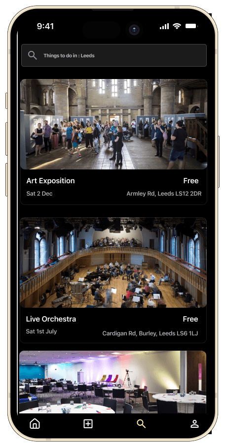 Mockup of eventure aggregator