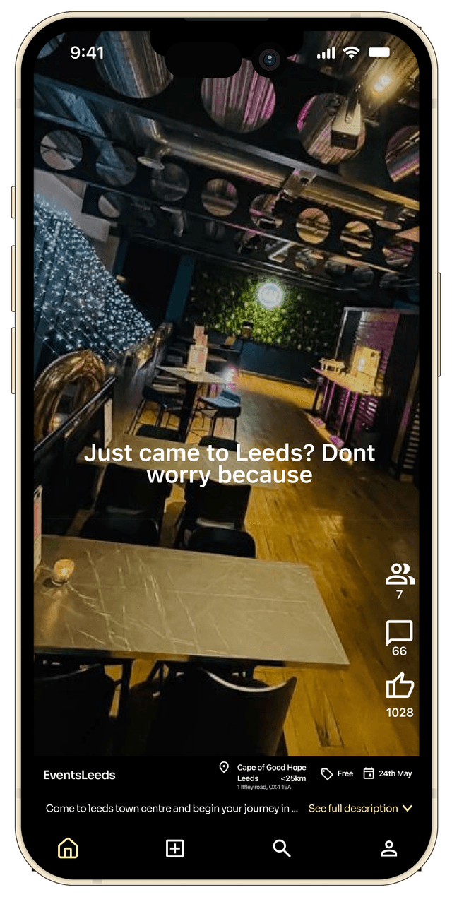 Mockup of eventure feed